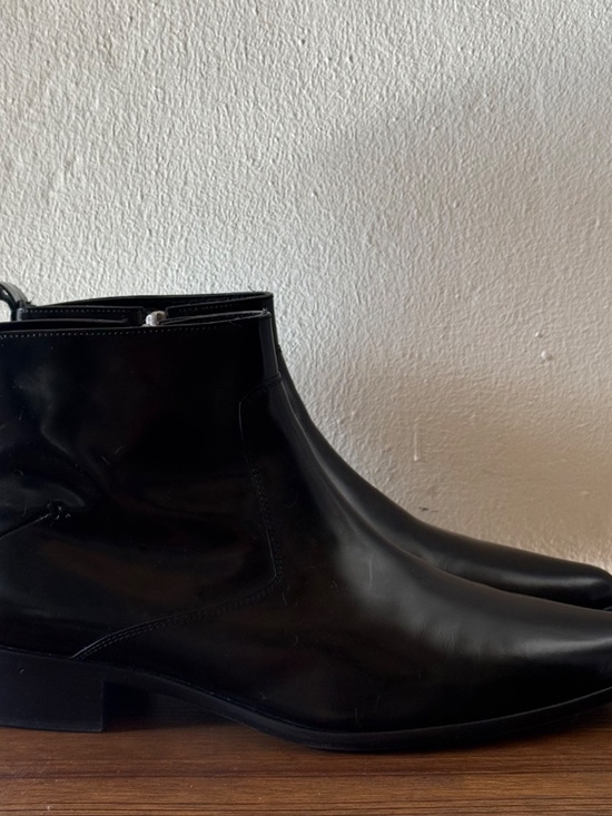 Costume National Black Leather Side Zip Ankle Boots EU 46 Men\'s Designer Chelsea main image 6